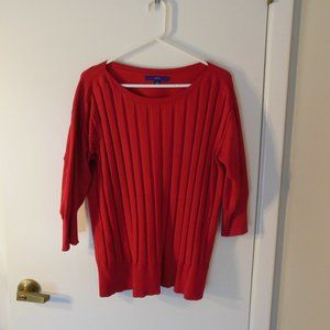 APT. 9 RED SWEATER 3/4 SLEEVES -LARGE